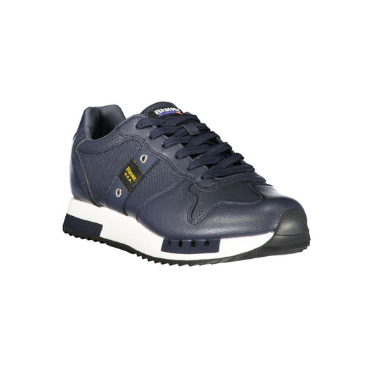 Blauer Blaue Leder Herren Sneaker
