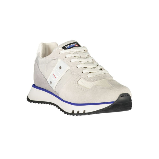 Blauer Graue Leder Herren Sneaker