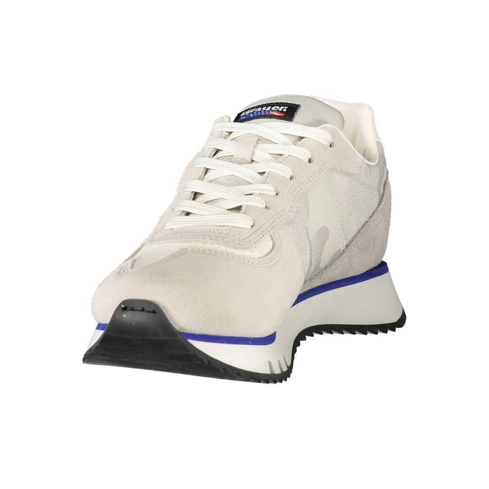 Blauer Graue Leder Herren Sneaker