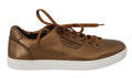Dolce & Gabbana Gold Leather Men's Casual Sneakers