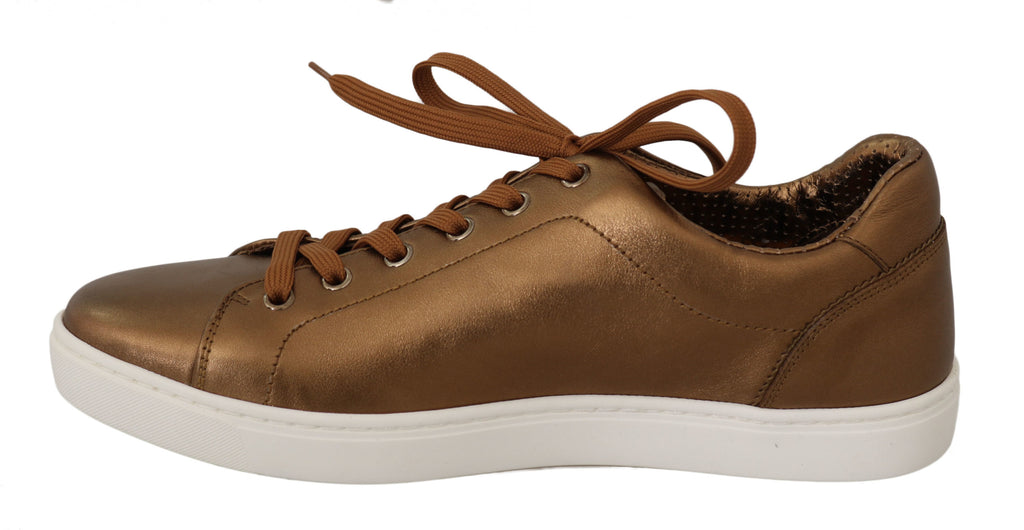 Dolce & Gabbana Gold Leather Men's Casual Sneakers