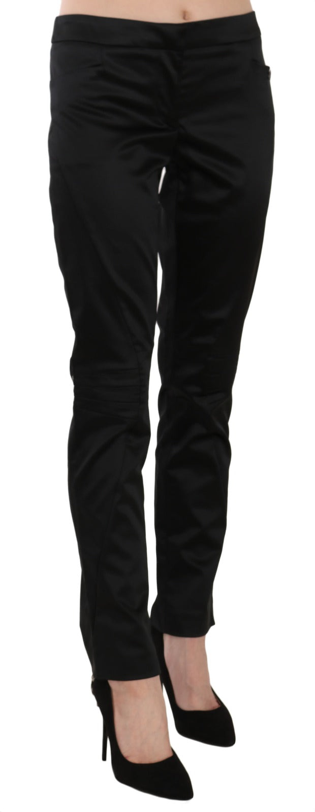 Outer Black Mid-Waist Skinny Trousers for Formal Wear