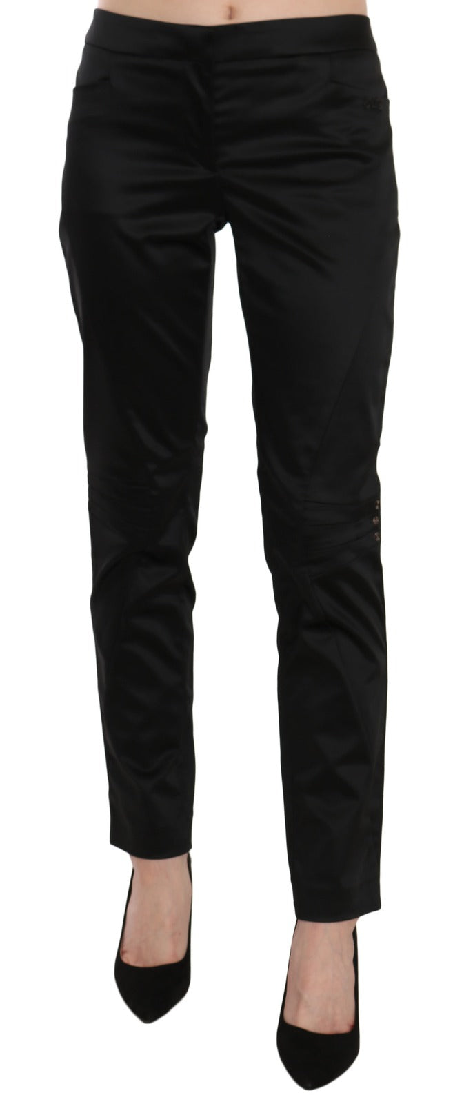 Outer Black Mid-Waist Skinny Trousers for Formal Wear