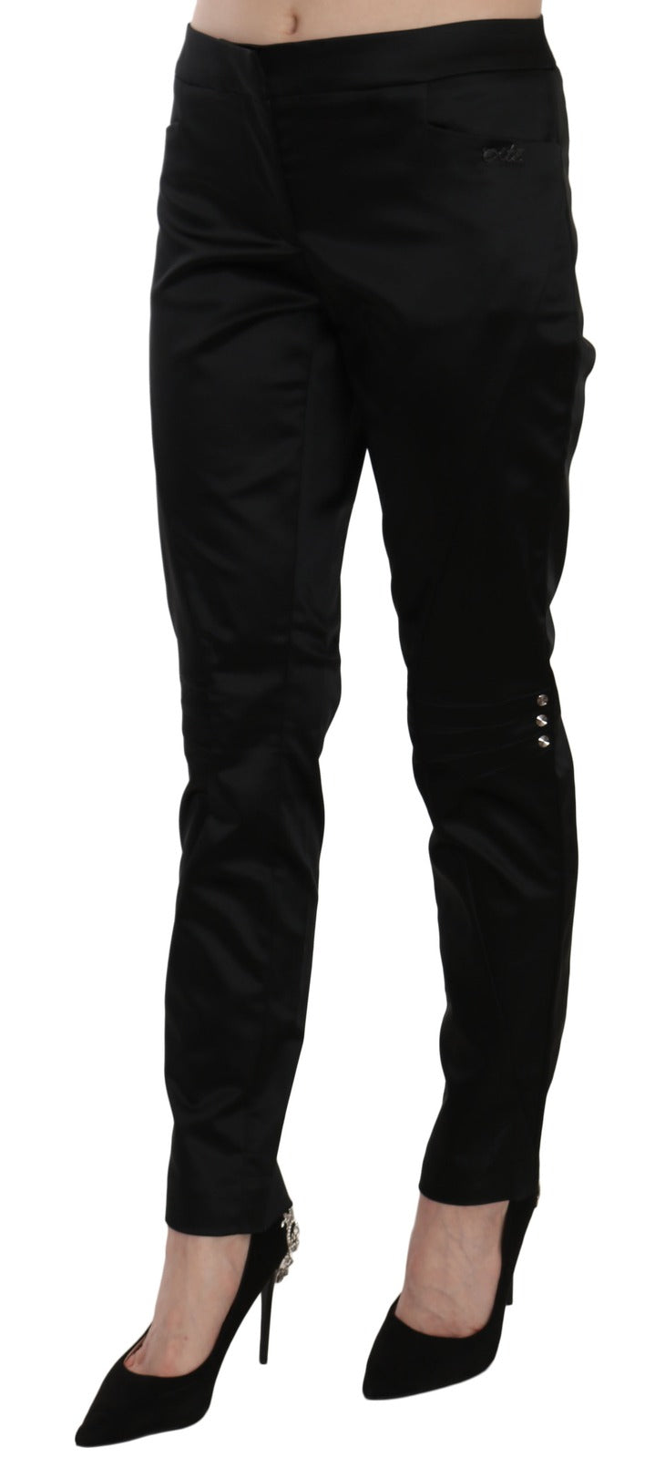 Outer Black Mid-Waist Skinny Trousers for Formal Wear