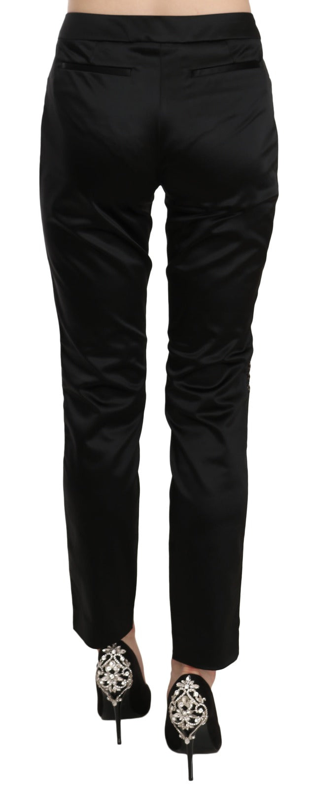 Outer Black Mid-Waist Skinny Trousers for Formal Wear