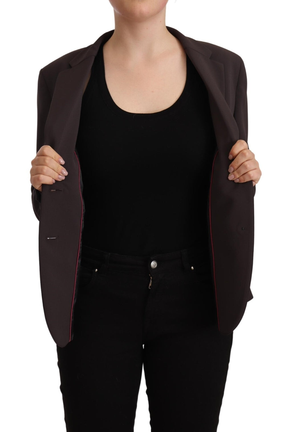 F.IT Brown Women's Long Sleeve Single Breasted Blazer