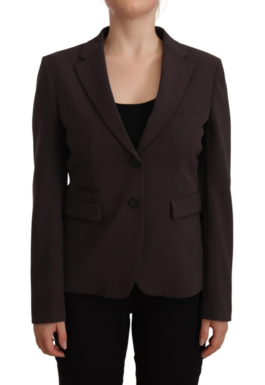 F.IT Brauner Damen-Blazer mit langen Ärmeln und Einreiher