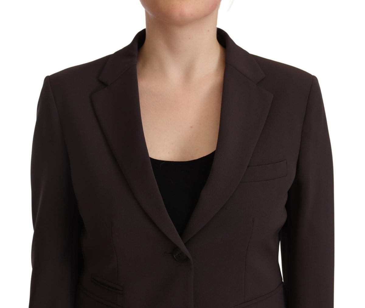 F.IT Brauner Damen-Blazer mit langen Ärmeln und Einreiher