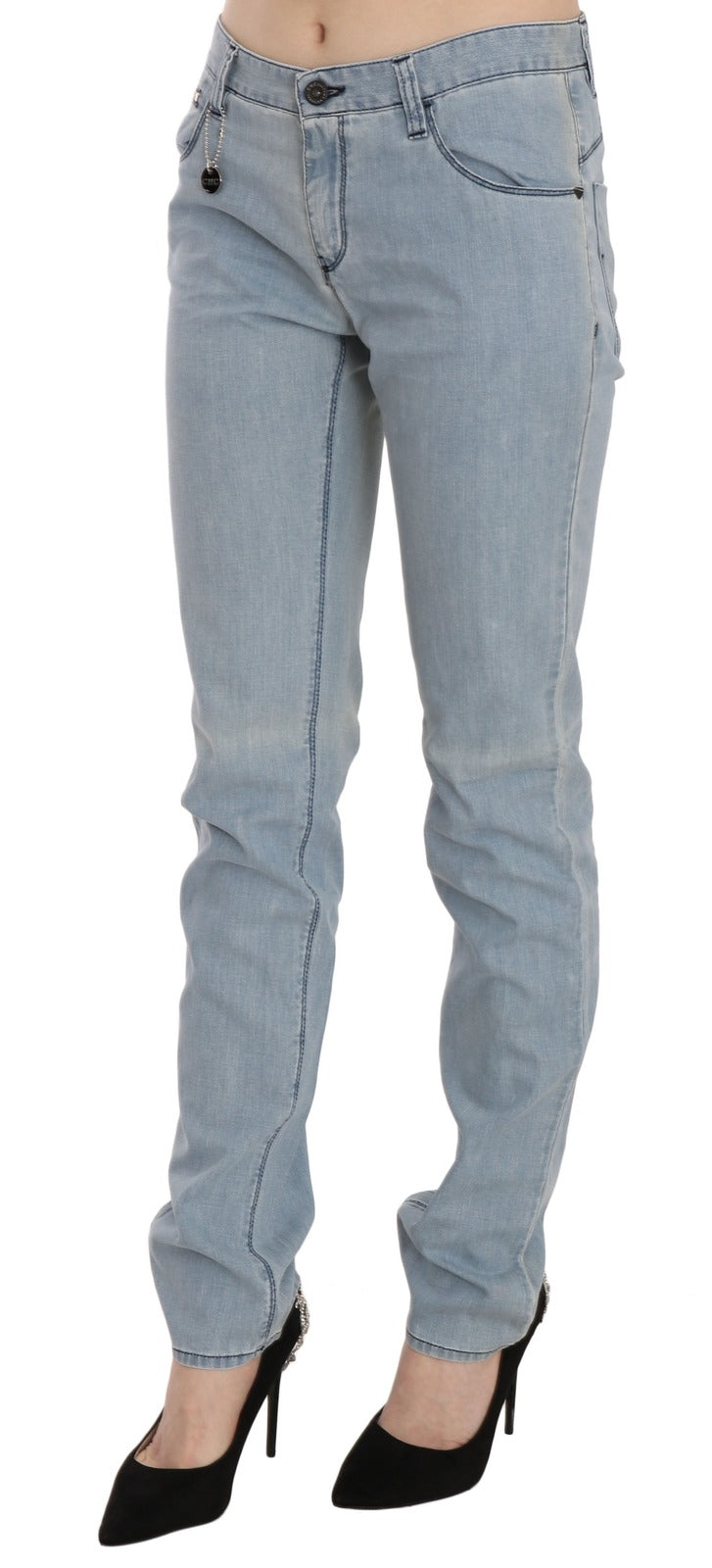 Costume National Hellblaue Skinny Jeans mit mittlerer Taille