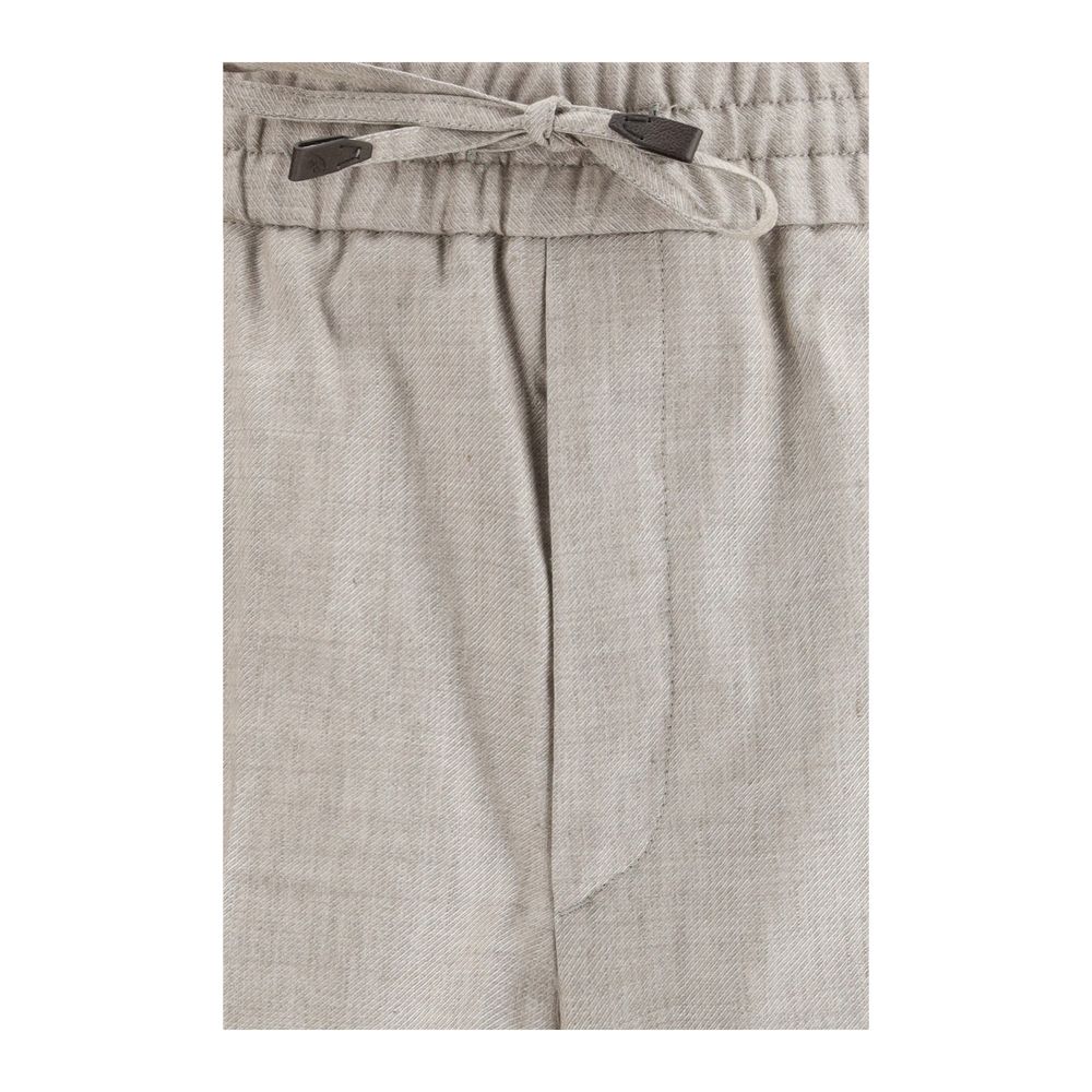 Brioni Braune Leinenhose