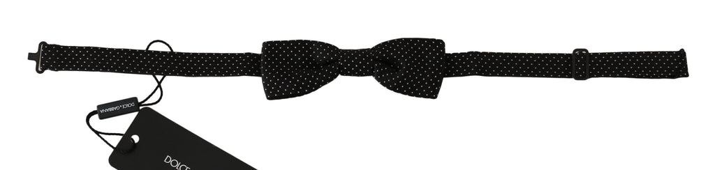 Dolce & Gabbana Black Polka Dot Silk Adjustable Neck Papillon Men's Bow Tie