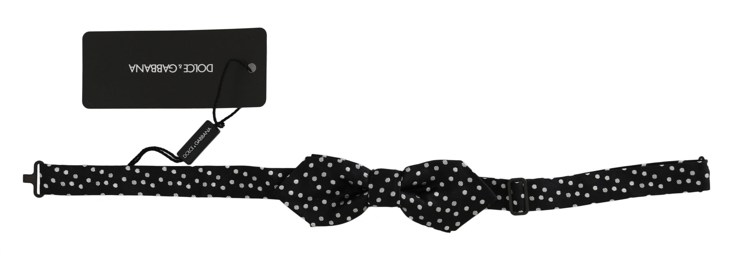 Dolce & Gabbana Black Polka Dot Silk Adjustable Neck Papillon Men's Bow Tie