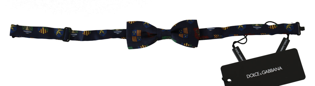 Dolce & Gabbana Blue Flags 100% Silk Adjustable Neck Papillon Men's Bow Tie