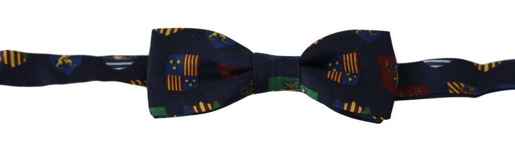 Dolce & Gabbana Blue Flags 100% Silk Adjustable Neck Papillon Men's Bow Tie