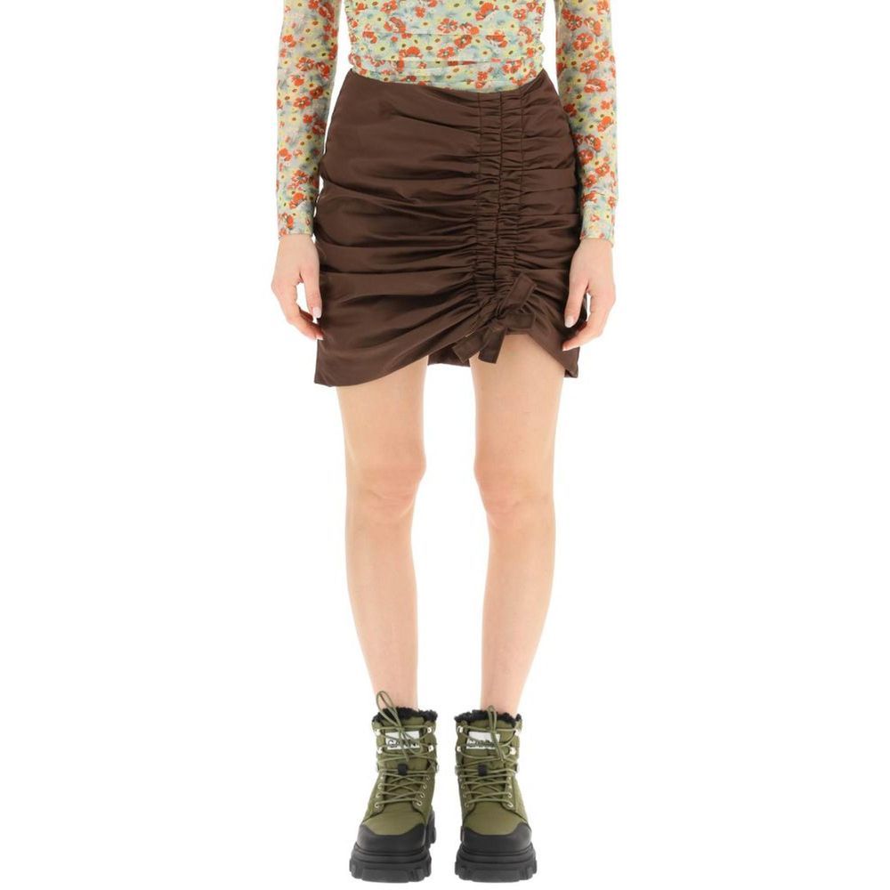 Ganni Brauner Minirock aus Acetat