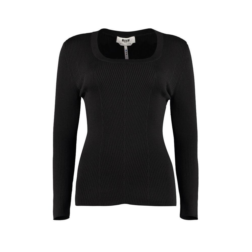 MSGM Schwarzer Sweatshirt aus Baumwolle, Wolle und Polyamid