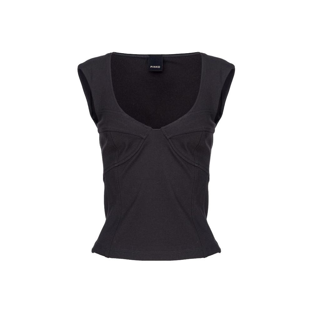 PINKO Schwarzes T-Shirt aus Nylon