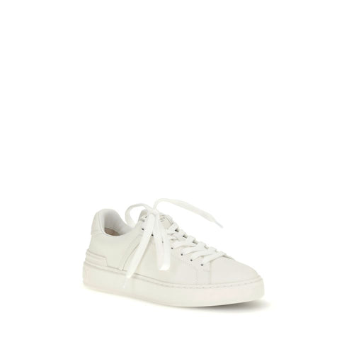 Balmain Weiße Low-Top-Sneaker aus Kalbsleder Bos Taurus