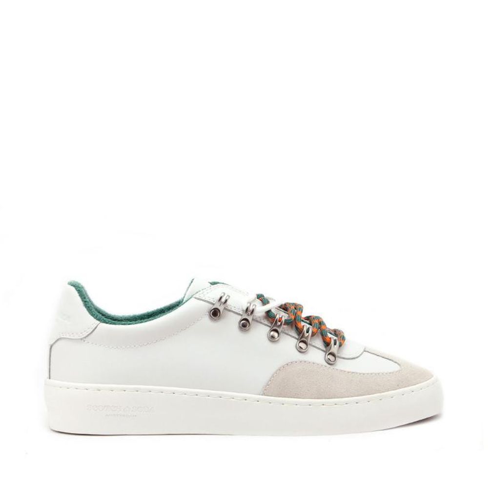 Scotch & Soda White Leather Low-Top Sneakers