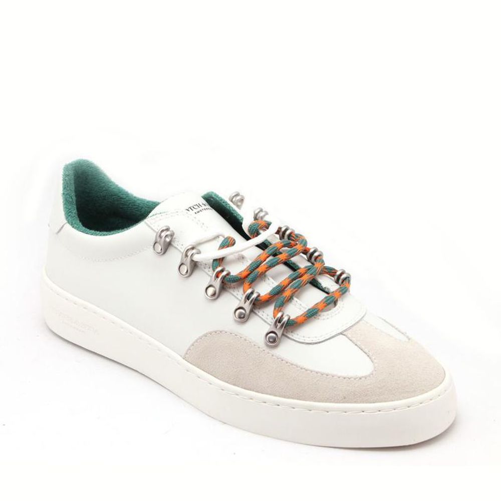 Scotch & Soda White Leather Low-Top Sneakers