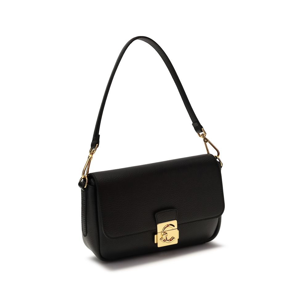 Coccinelle Schwarze Bos Taurus Kalbsleder Schultertasche