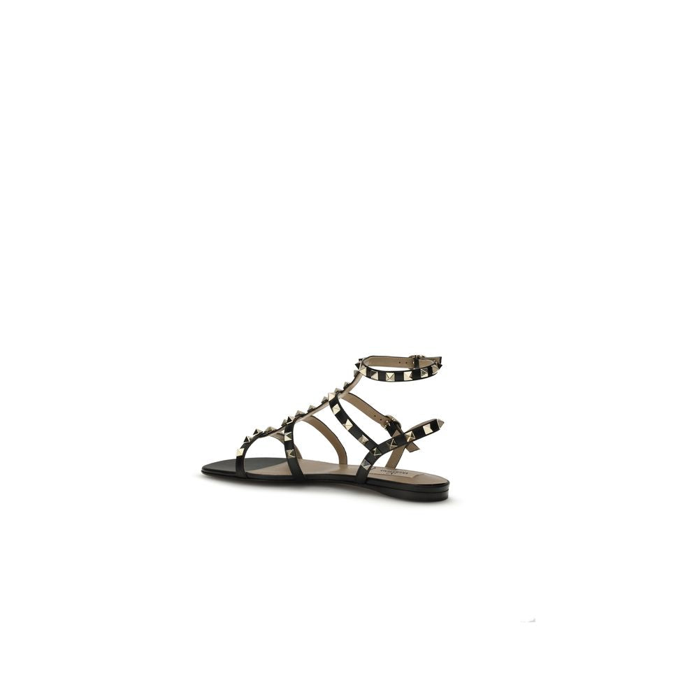 Valentino Garavani Schwarze Bos Taurus Kalbsleder-Sandalen