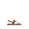 Valentino Garavani Braune Kalbsleder Bos Taurus Flache Sandalen