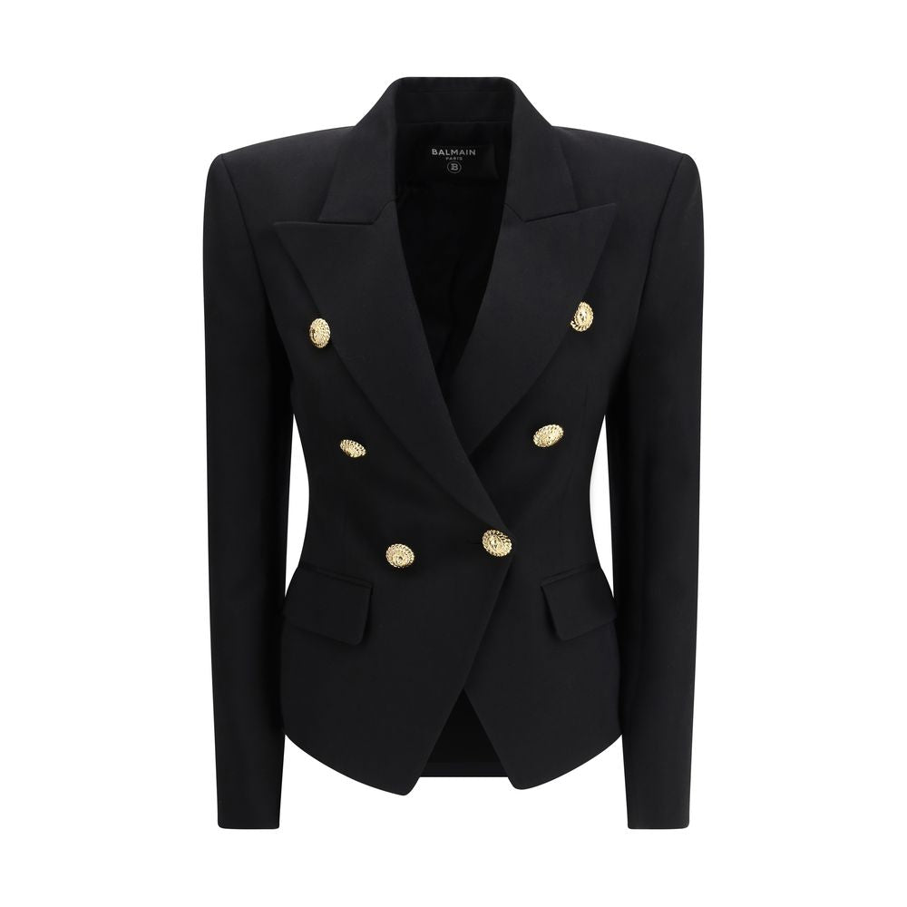Balmain Schwarze Wolljacken und Mäntel