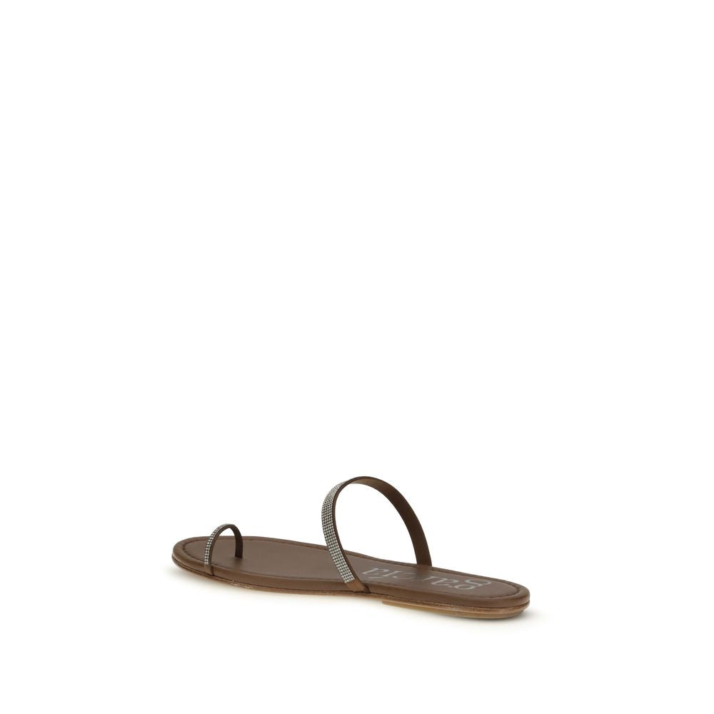 Pedro García Braune Sandalen aus Seide