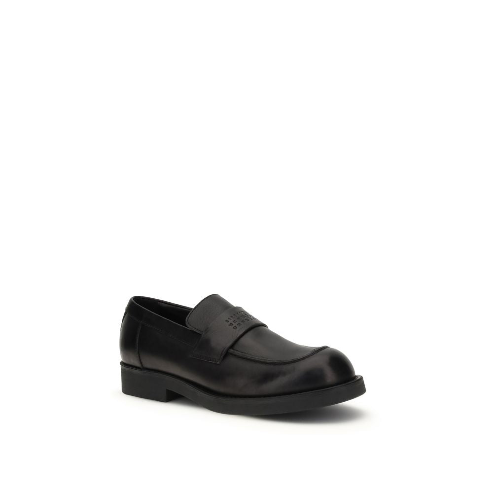 MM6 Black Bos Taurus Calf Leather Slip-on Loafers