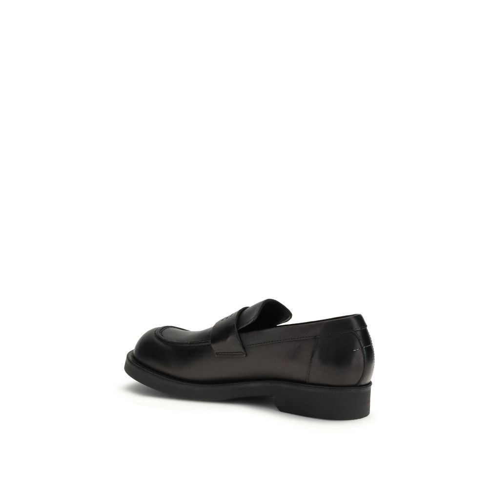 MM6 Black Bos Taurus Calf Leather Slip-on Loafers