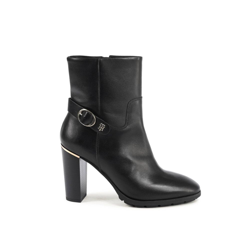 Tommy Hilfiger Schwarze Leder-Stiefeletten