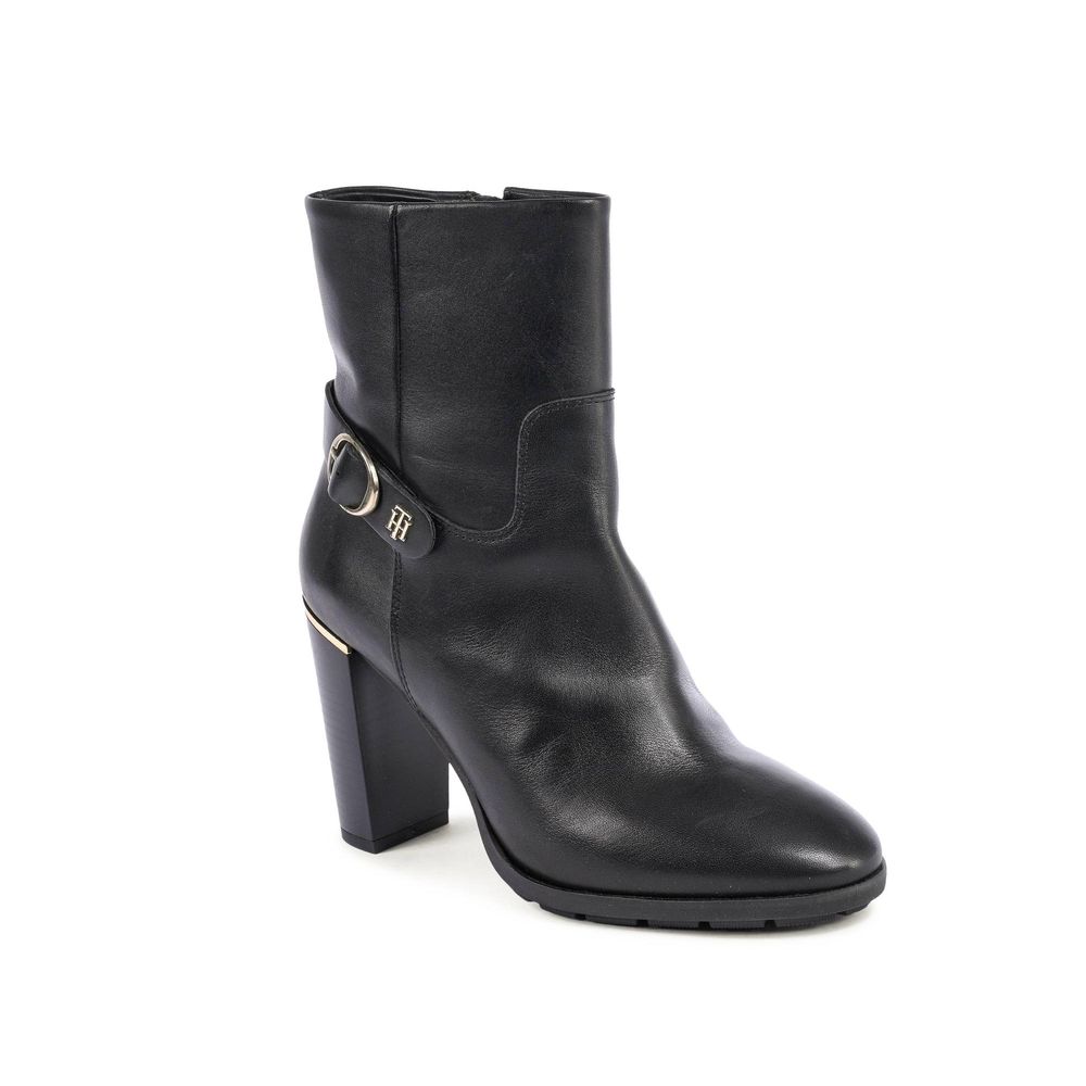 Tommy Hilfiger Schwarze Leder-Stiefeletten