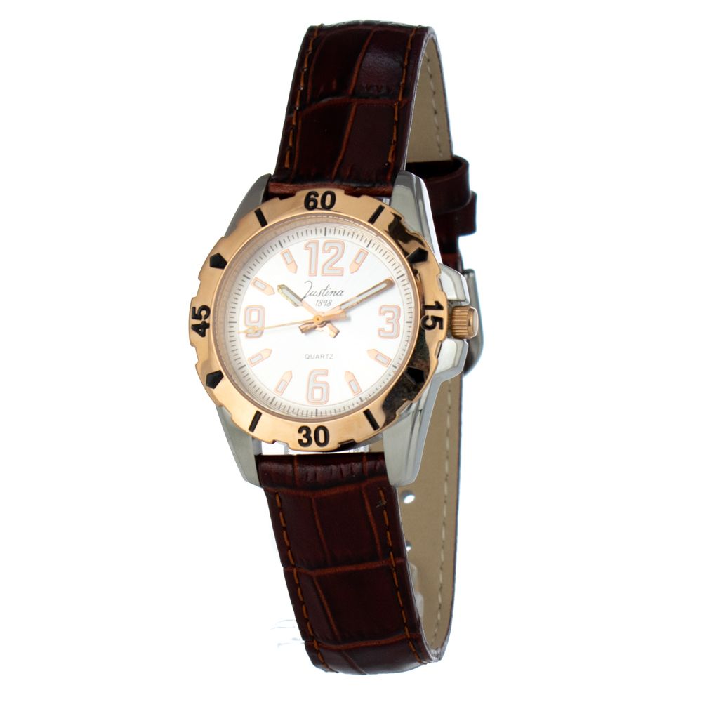 JUSTINA Braune Leder-Armbanduhr