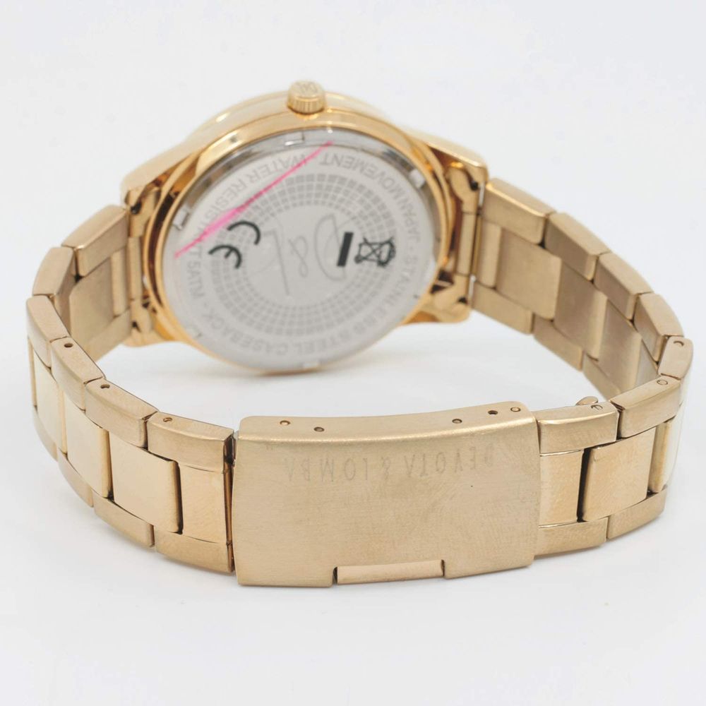 DEVOTA & LOMBA Gold-Tone Stainless Steel Dress Watch