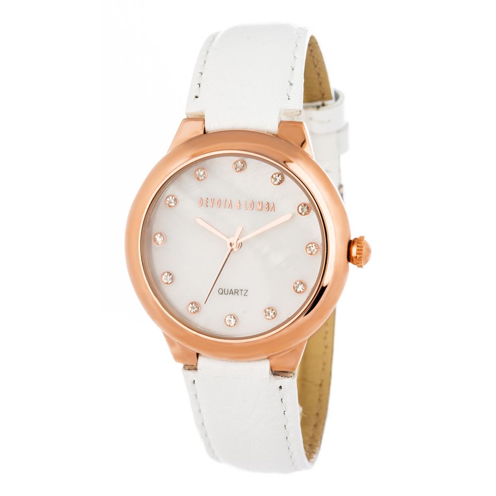 DEVOTA & LOMBA Weiße Lederkleid-Uhr