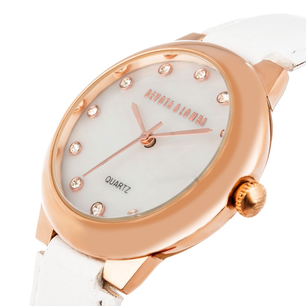 DEVOTA & LOMBA Weiße Lederkleid-Uhr