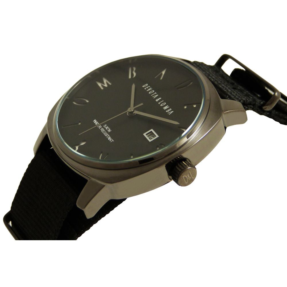 DEVOTA & LOMBA Schwarze Nylon-Armbanduhr
