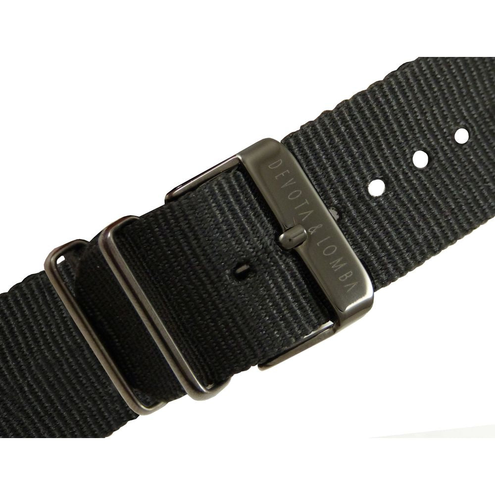 DEVOTA & LOMBA Schwarze Nylon-Armbanduhr