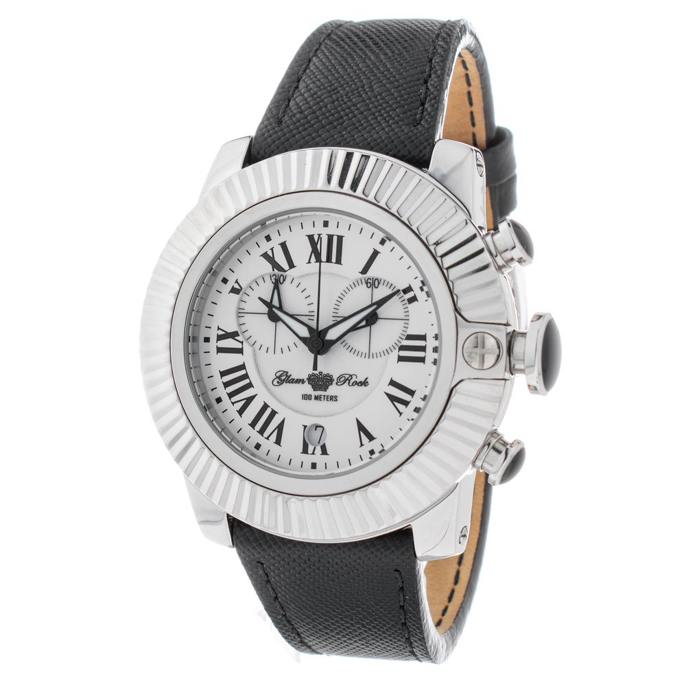 GLAM ROCK Schwarze Lederkleid-Uhr