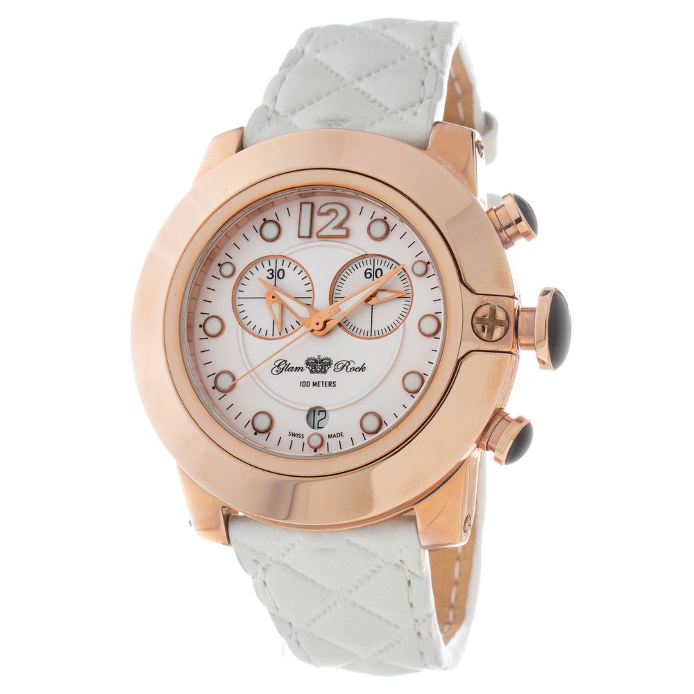 GLAM ROCK Weiße Lederkleider-Uhr