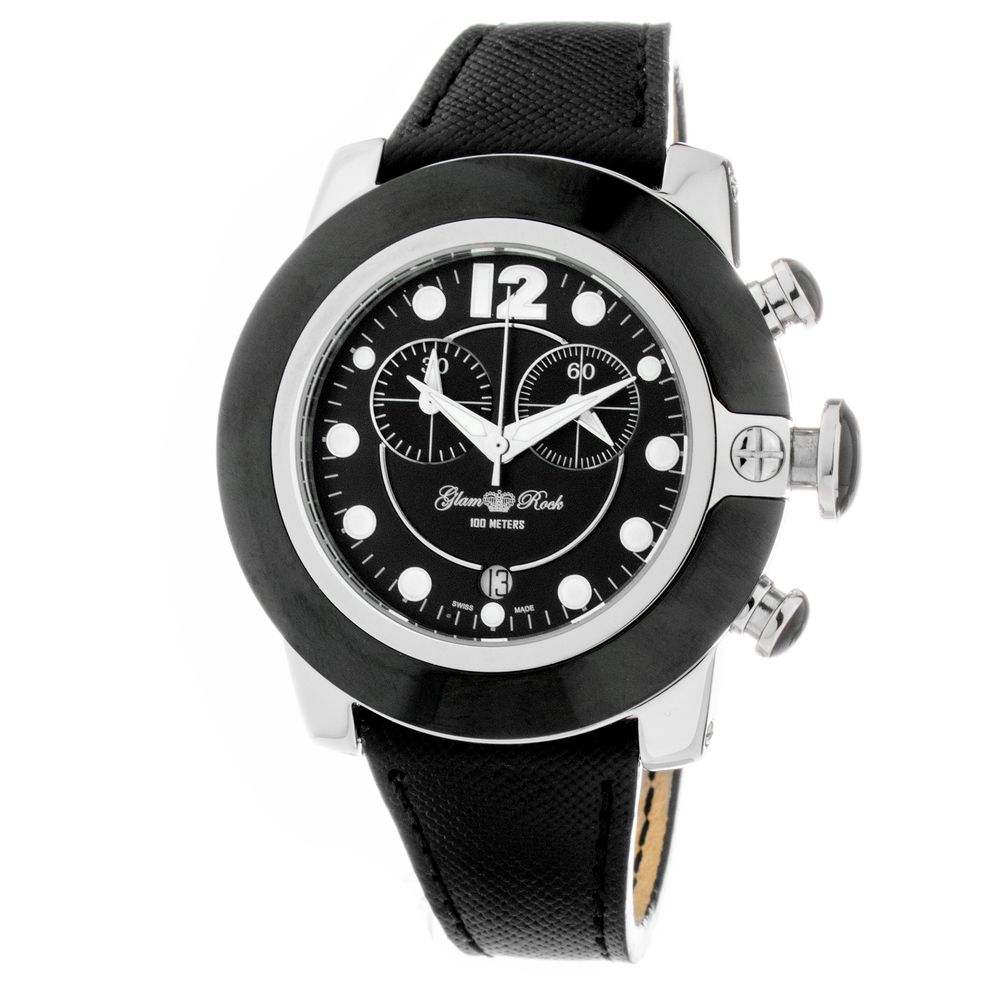GLAM ROCK Schwarze Lederkleideruhr