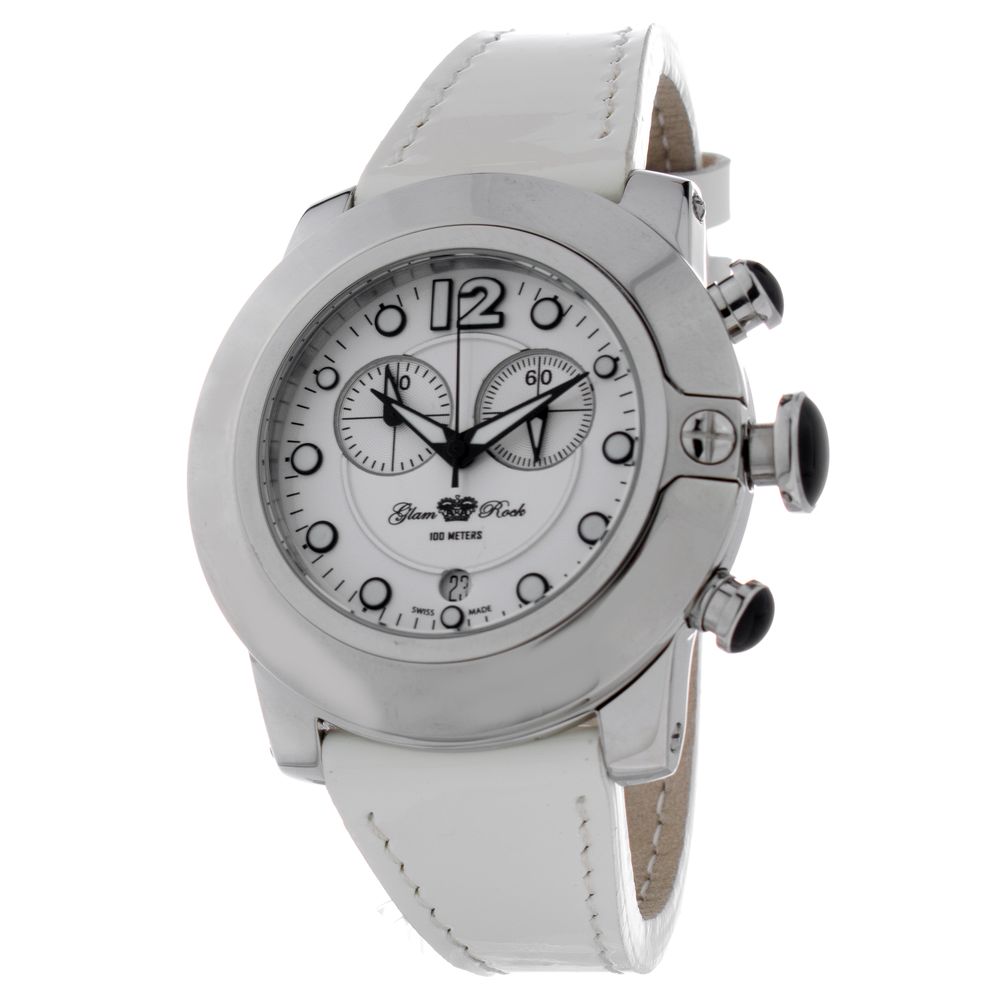 GLAM ROCK Weiße Lederkleid-Uhr