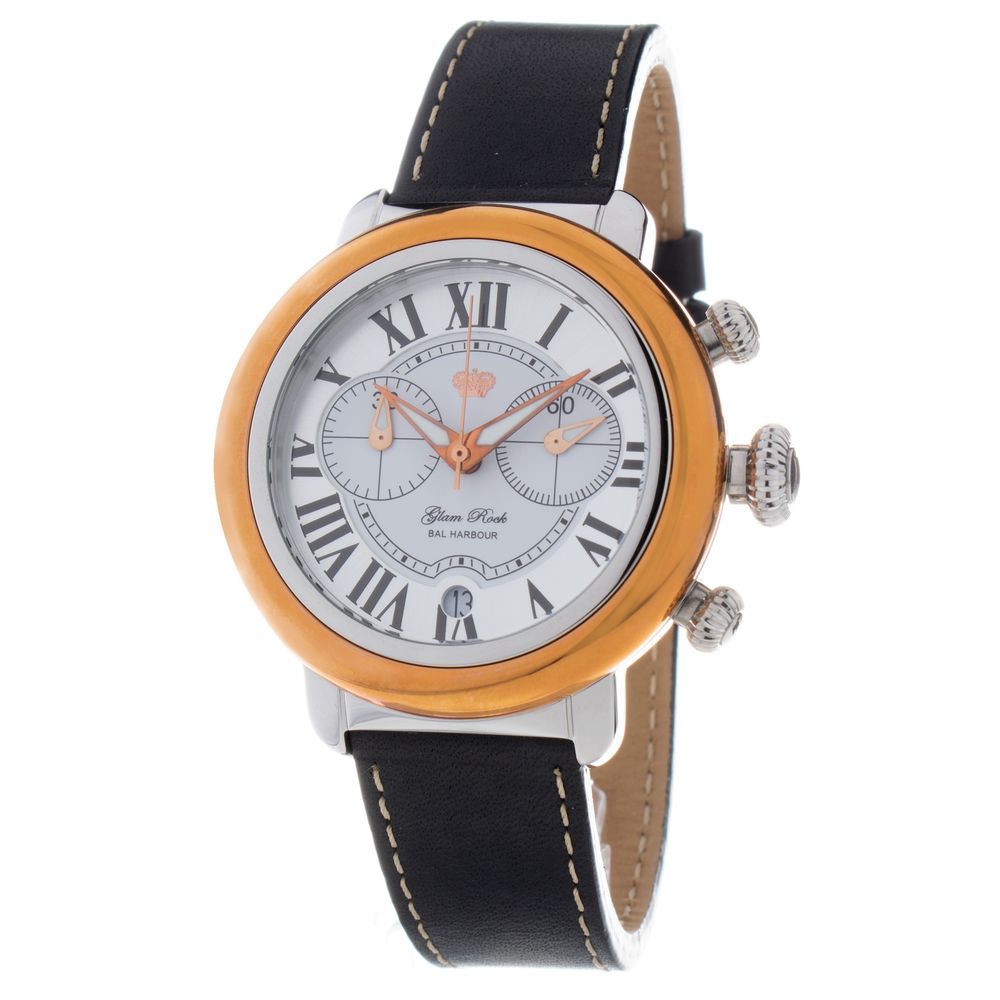 GLAM ROCK Schwarze Lederkleideruhr