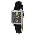 JUSTINA Black Leather Dress Watch