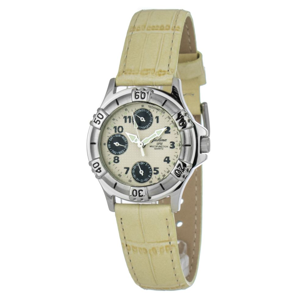 JUSTINA Beige Leather Watch