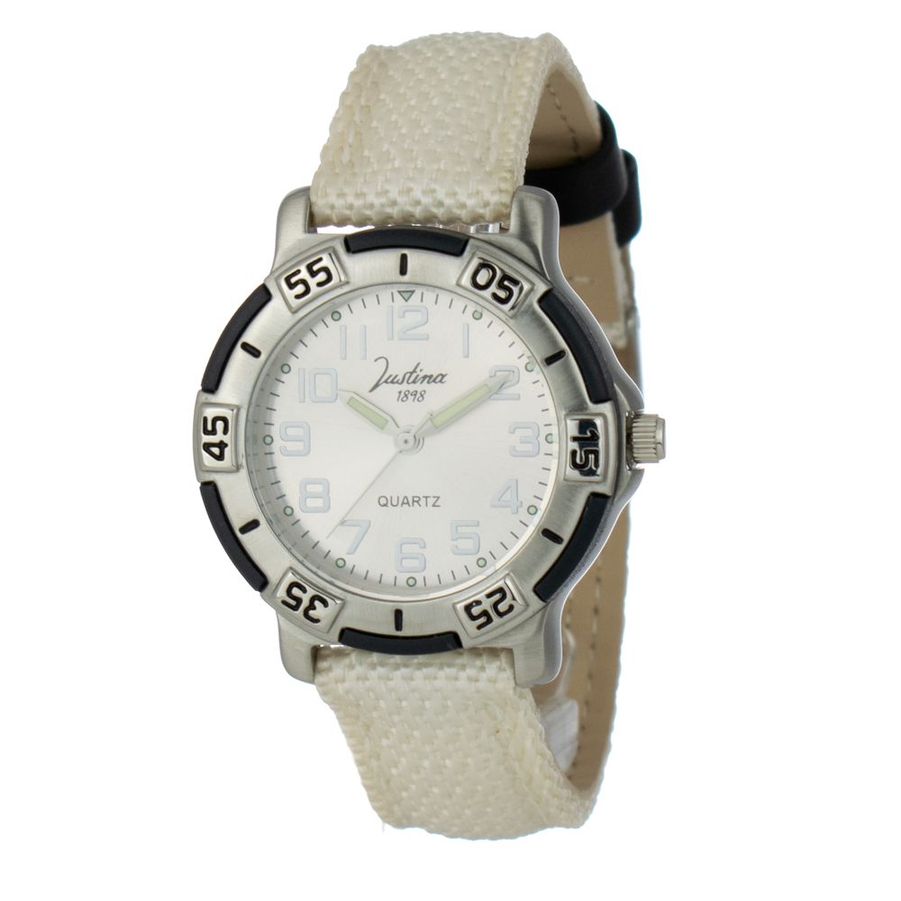 JUSTINA Beige Lederkleid Uhr