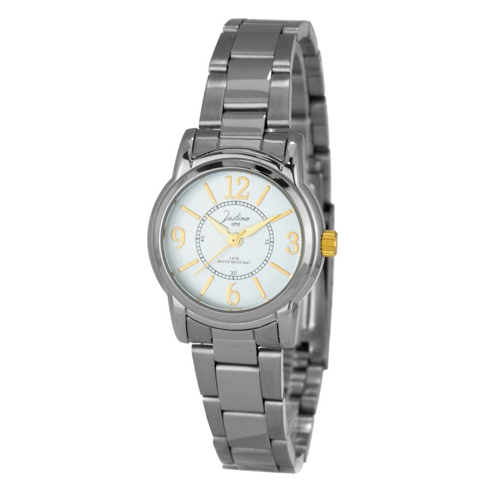 JUSTINA Silberne Edelstahl-Dresswatch