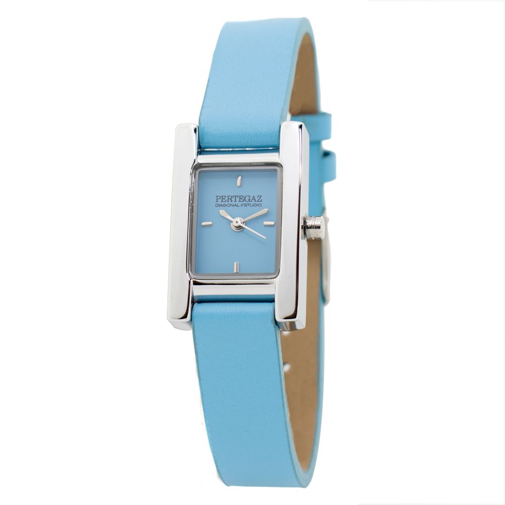 PERTEGAZ Blaue Lederkleideruhr