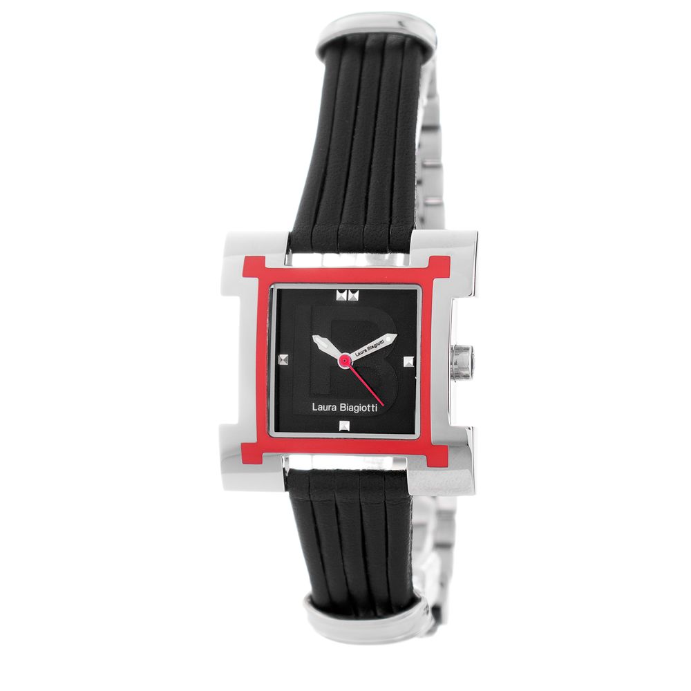 Laura Biagiotti Schwarze Lederfutter-Kleideruhr